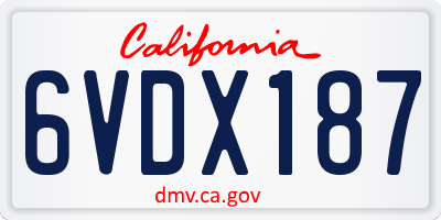 CA license plate 6VDX187