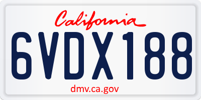 CA license plate 6VDX188