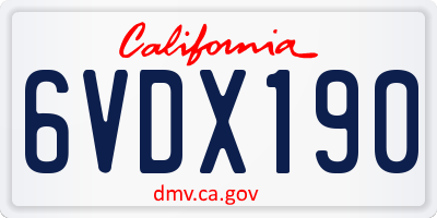 CA license plate 6VDX190