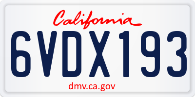 CA license plate 6VDX193