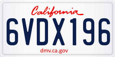 CA license plate 6VDX196