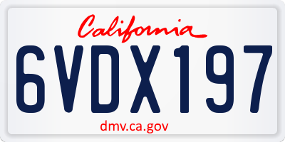 CA license plate 6VDX197