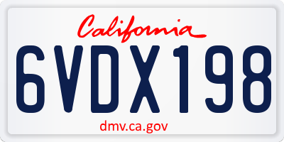 CA license plate 6VDX198