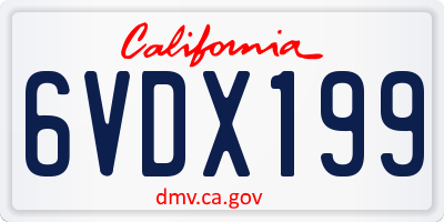 CA license plate 6VDX199