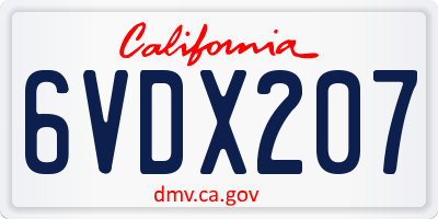 CA license plate 6VDX207