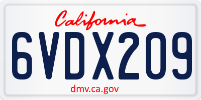 CA license plate 6VDX209