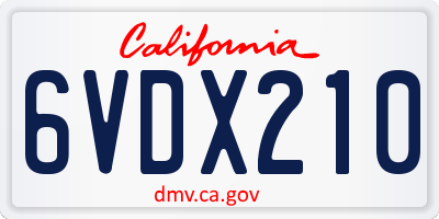 CA license plate 6VDX210