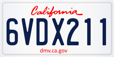 CA license plate 6VDX211