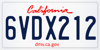 CA license plate 6VDX212