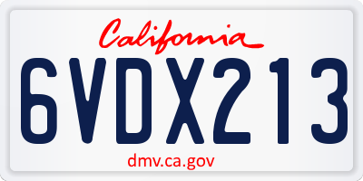 CA license plate 6VDX213
