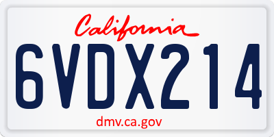 CA license plate 6VDX214