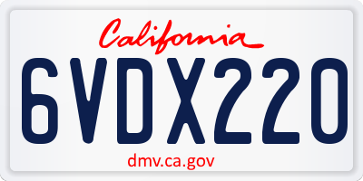 CA license plate 6VDX220