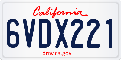 CA license plate 6VDX221