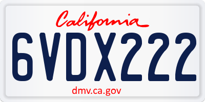 CA license plate 6VDX222