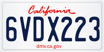 CA license plate 6VDX223