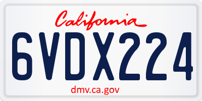 CA license plate 6VDX224