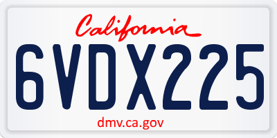 CA license plate 6VDX225