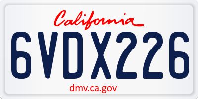 CA license plate 6VDX226