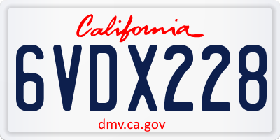 CA license plate 6VDX228