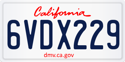 CA license plate 6VDX229