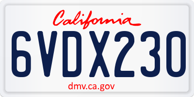 CA license plate 6VDX230