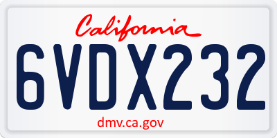 CA license plate 6VDX232