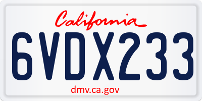 CA license plate 6VDX233