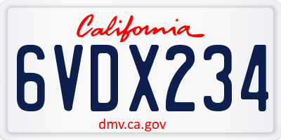 CA license plate 6VDX234