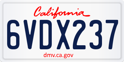 CA license plate 6VDX237