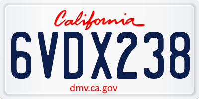 CA license plate 6VDX238