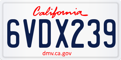 CA license plate 6VDX239