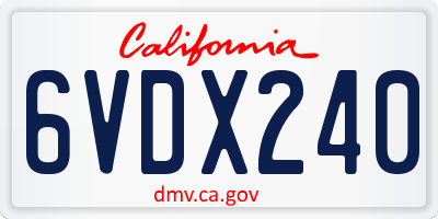 CA license plate 6VDX240