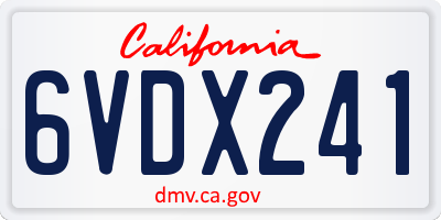 CA license plate 6VDX241