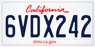 CA license plate 6VDX242