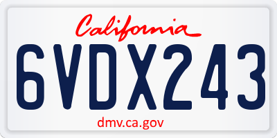 CA license plate 6VDX243