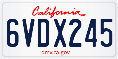 CA license plate 6VDX245