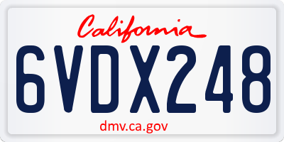 CA license plate 6VDX248