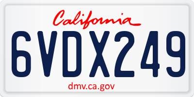 CA license plate 6VDX249