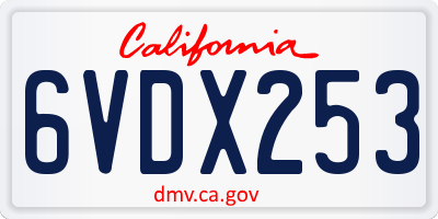 CA license plate 6VDX253