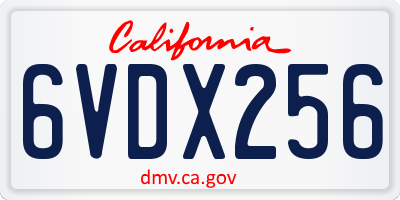 CA license plate 6VDX256