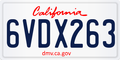 CA license plate 6VDX263
