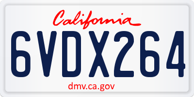 CA license plate 6VDX264
