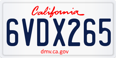 CA license plate 6VDX265