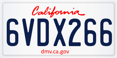 CA license plate 6VDX266