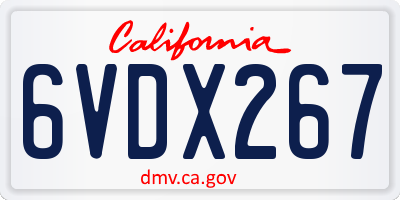 CA license plate 6VDX267