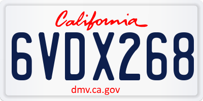 CA license plate 6VDX268