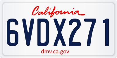 CA license plate 6VDX271