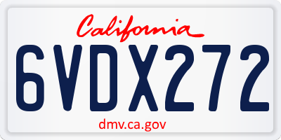 CA license plate 6VDX272