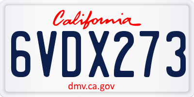 CA license plate 6VDX273