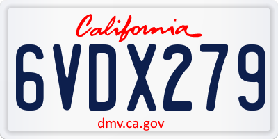 CA license plate 6VDX279